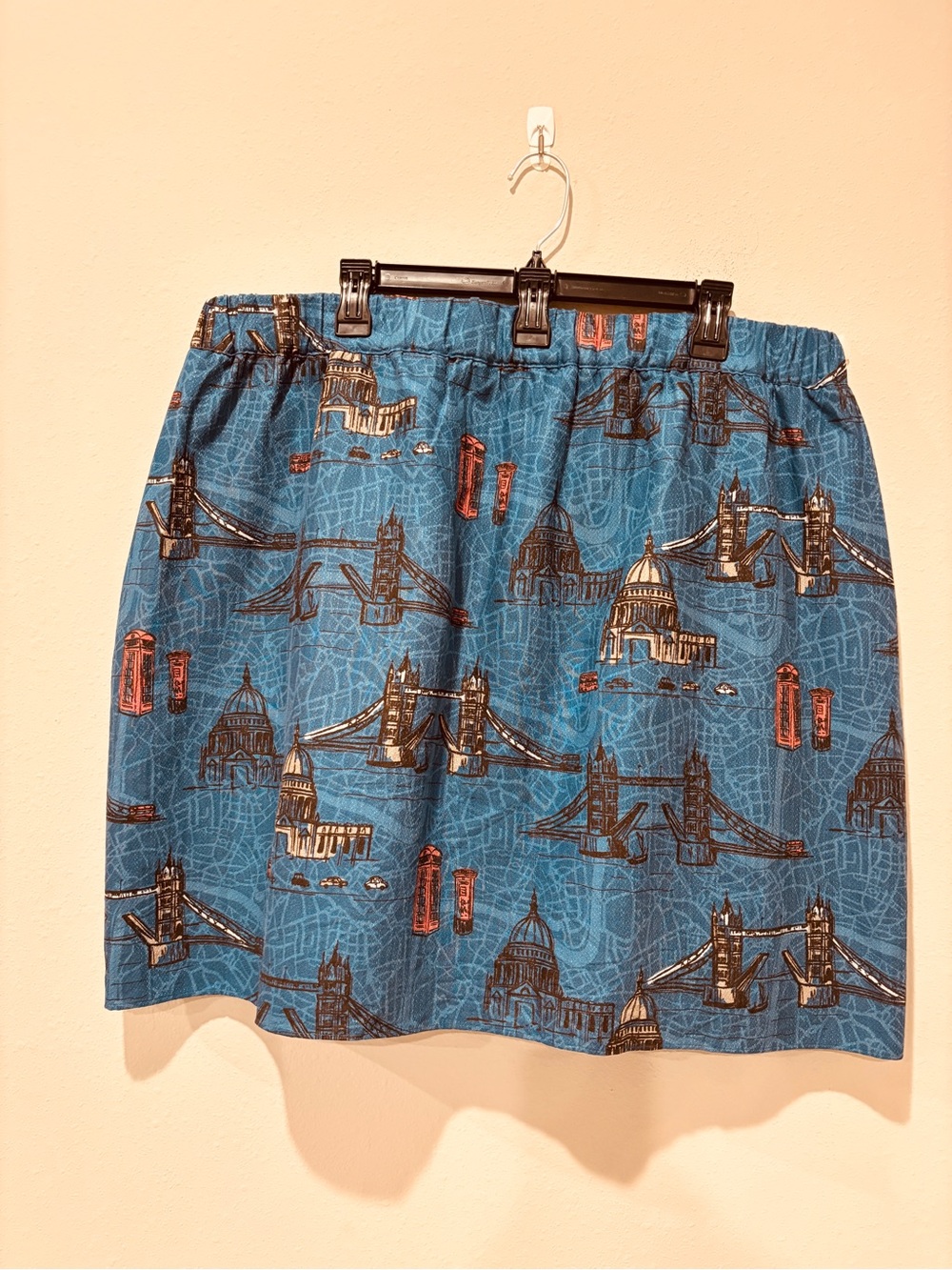 Mini Boden Blue London Landmark Print Mini Skirt Casual Comfy Cotton